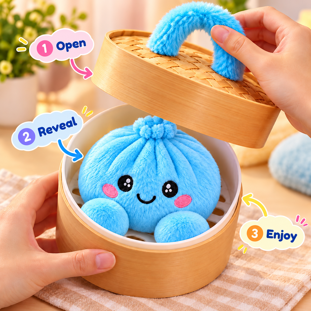 Opening mystery dumpling steamer blind box
