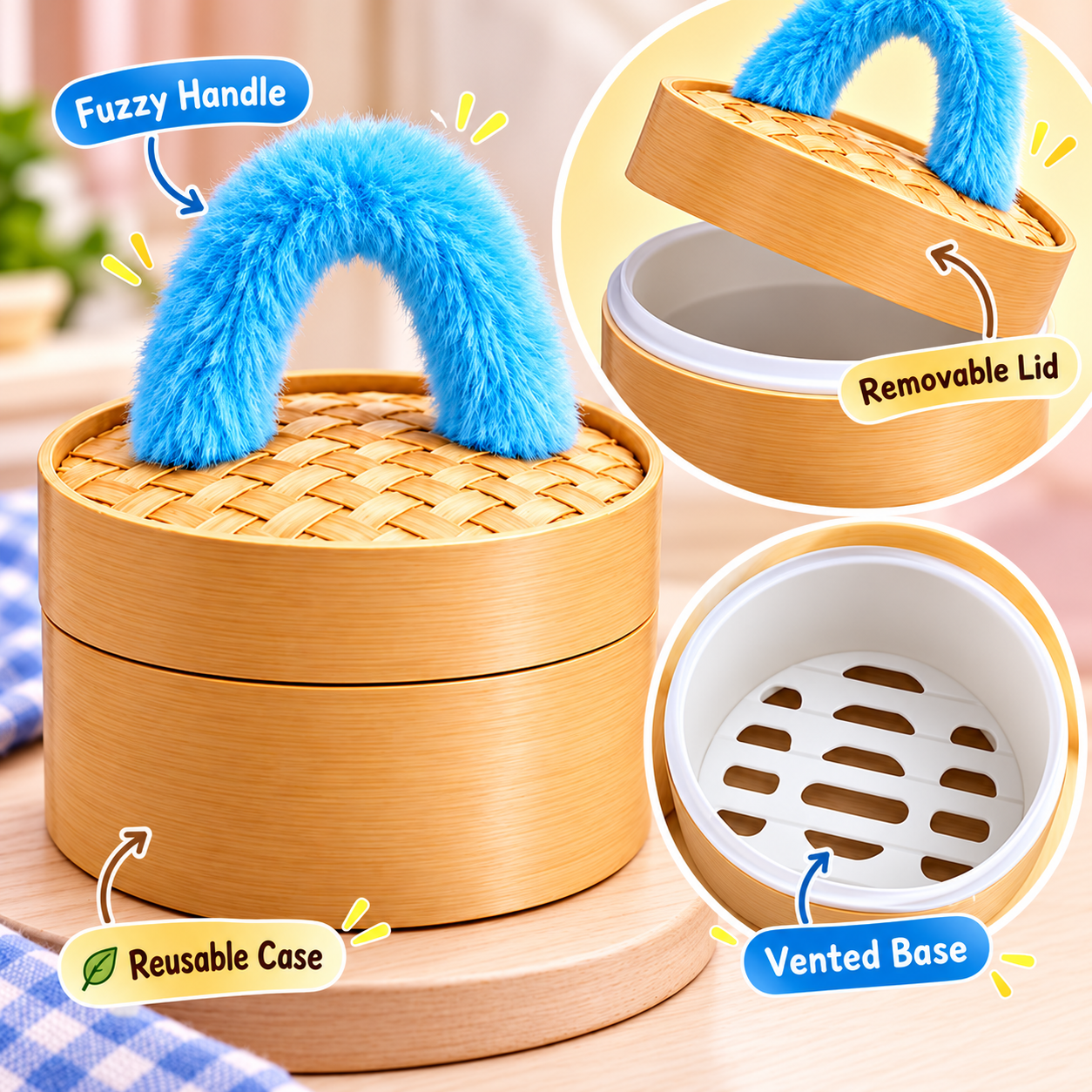 Reusable mystery dumpling steamer case