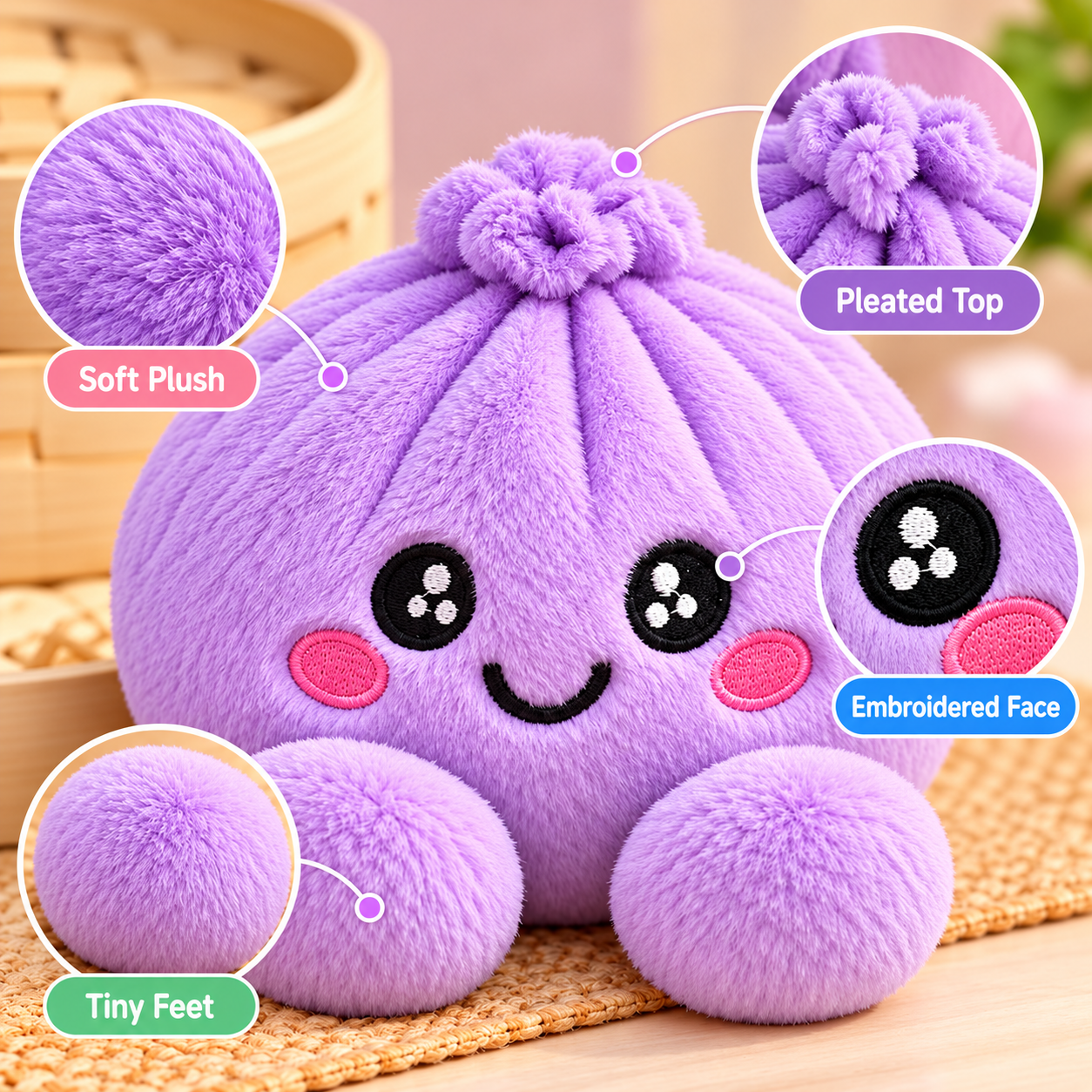 Mystery dumpling plush details